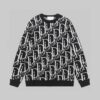 Christian Dior Black Oblique Cardigan Blue Wool Jacquard