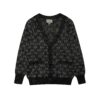 Gucci Black Lamé GG Jacquard Cardigan V-Neck