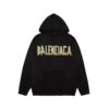 Balenciaga Black Tape Type Ripped Pocket Hoodie Oversized